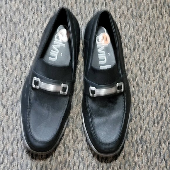 Men's Black Calvin Klein White Sole Loafers Size 10 - Picture 11 of 16